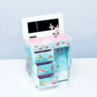 Large Ocean World Mermaid Music Box Drawer Jewelry Storage with Makeup Mirror Christmas Children's Day Valentine's Day Gift 2