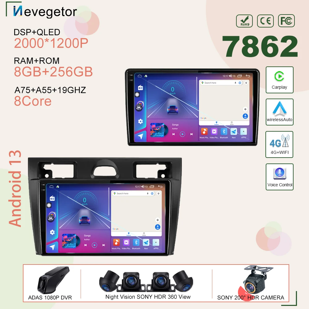 Carplay Per Ford Fiesta Mk Vi 5 Mk5 2002 - 2008 Android 13 Car Dvd Auto Radio Stereo Head Unit Lettore Multimediale Navigazione Gps