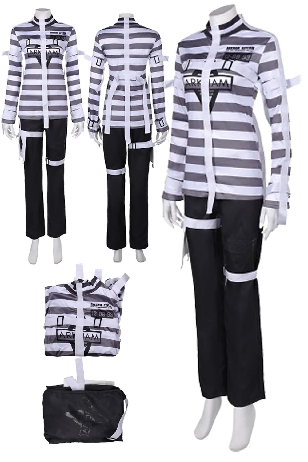 

Women Quinzel Cosplay Fancy Jacket Costume Female Super Villain Disguise Stripe Clothes Female Halloween Roleplay Fantasy Suit