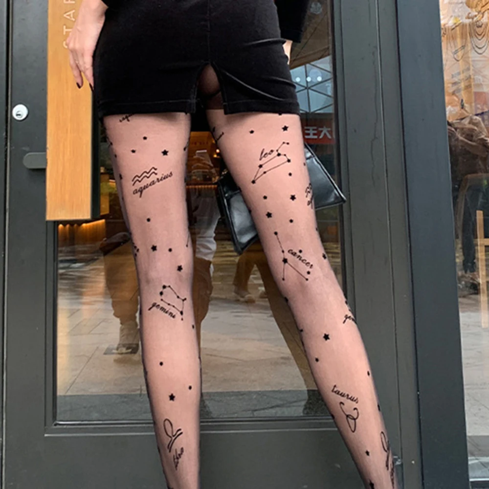 Collants Sexy avec motif Constellation pour femmes, en maille avec  tatouage, à la mode, étoile de nuit, Popsocket | AliExpress