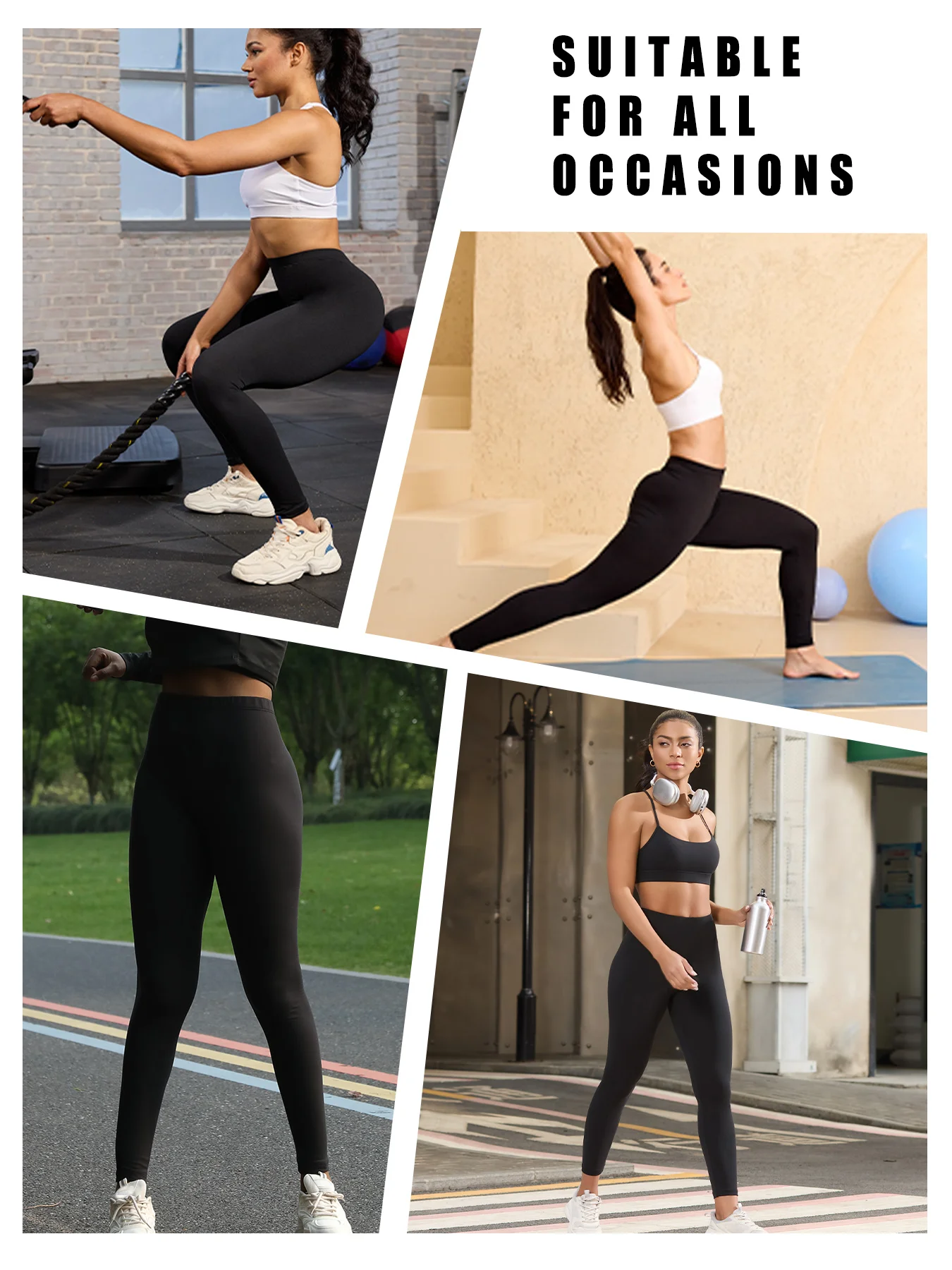 Women's Super Soft Leggings High Elasticity No See Through Workout Yoga Running Athletic Push Up Gym Long Fitness Leggings 3