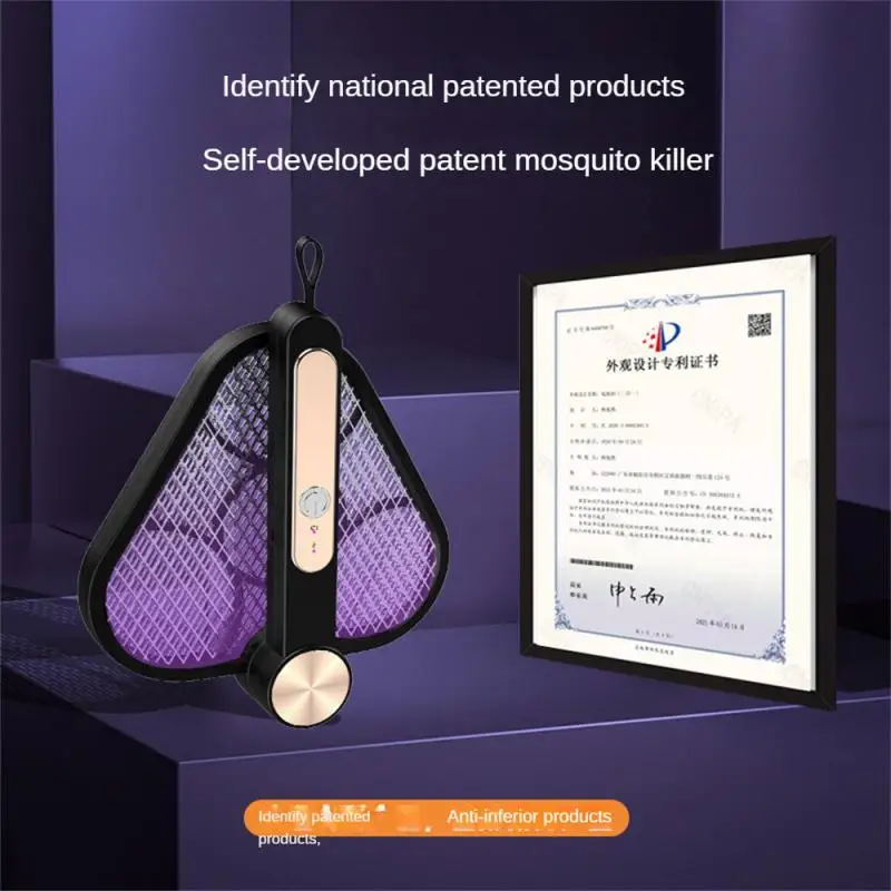 

Folding Electric Mosquito Swatter Four-in-one Mosquito Racket Killer Household Dormitory Light Catalyst Fly Swatter Bug Zappers