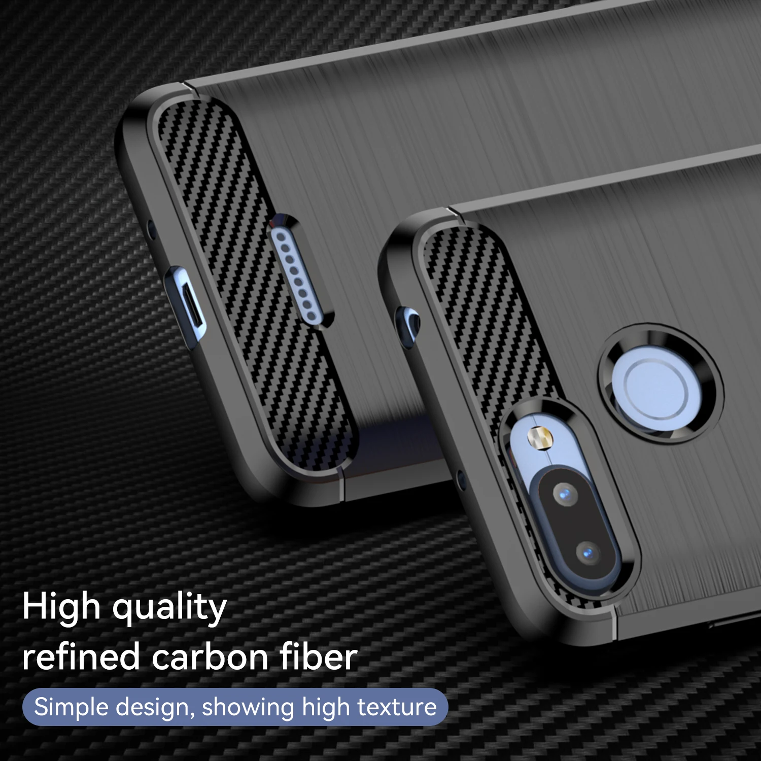 Durable Carbon Fiber Shockproof Phone Case with Flexible Bumper