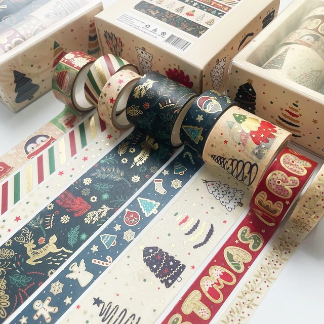 8 Rolls Christmas Holiday Foil Washi Tape Set with Snowflake Tree Deer  Striped for Journaling Christmas