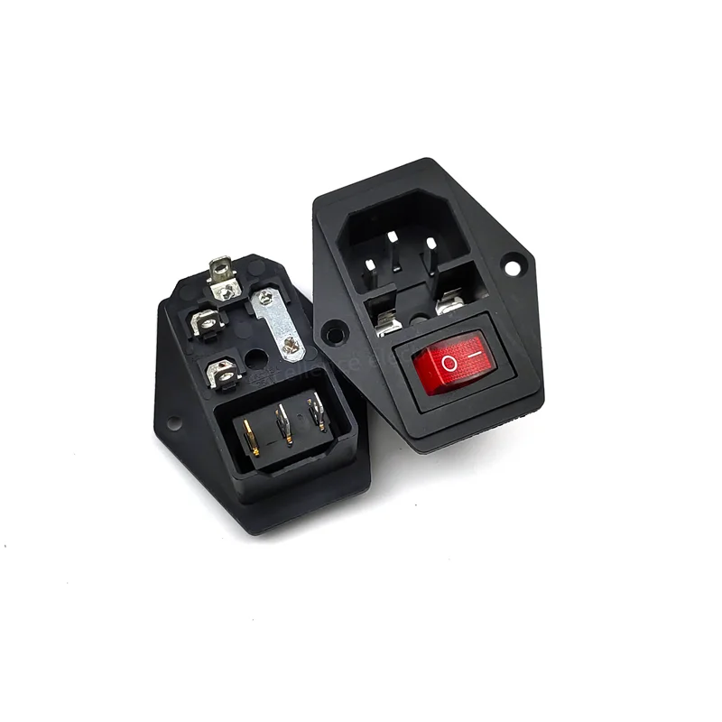 Netz-Einlassmodul Mit Schalter & Sicherung – 2 Stück, IEC320 C14, 10A 250V, Inkl. Kabel