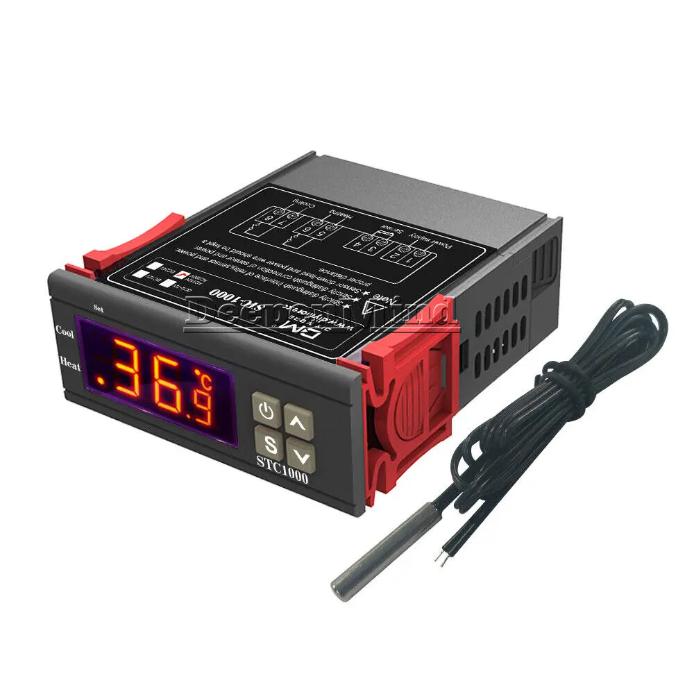 

5PCS 110-220V Digital STC1000 Temperature Controller Thermostat + Sensor Probe