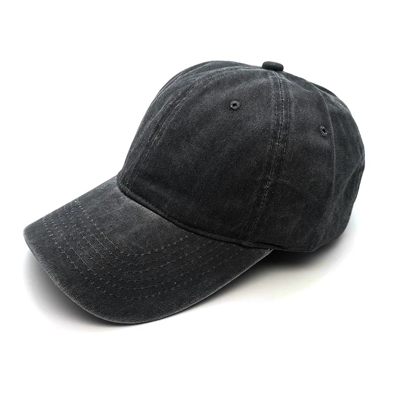 Vintage Washed Cotton Baseball Cap for Men Women's Kpop Solid