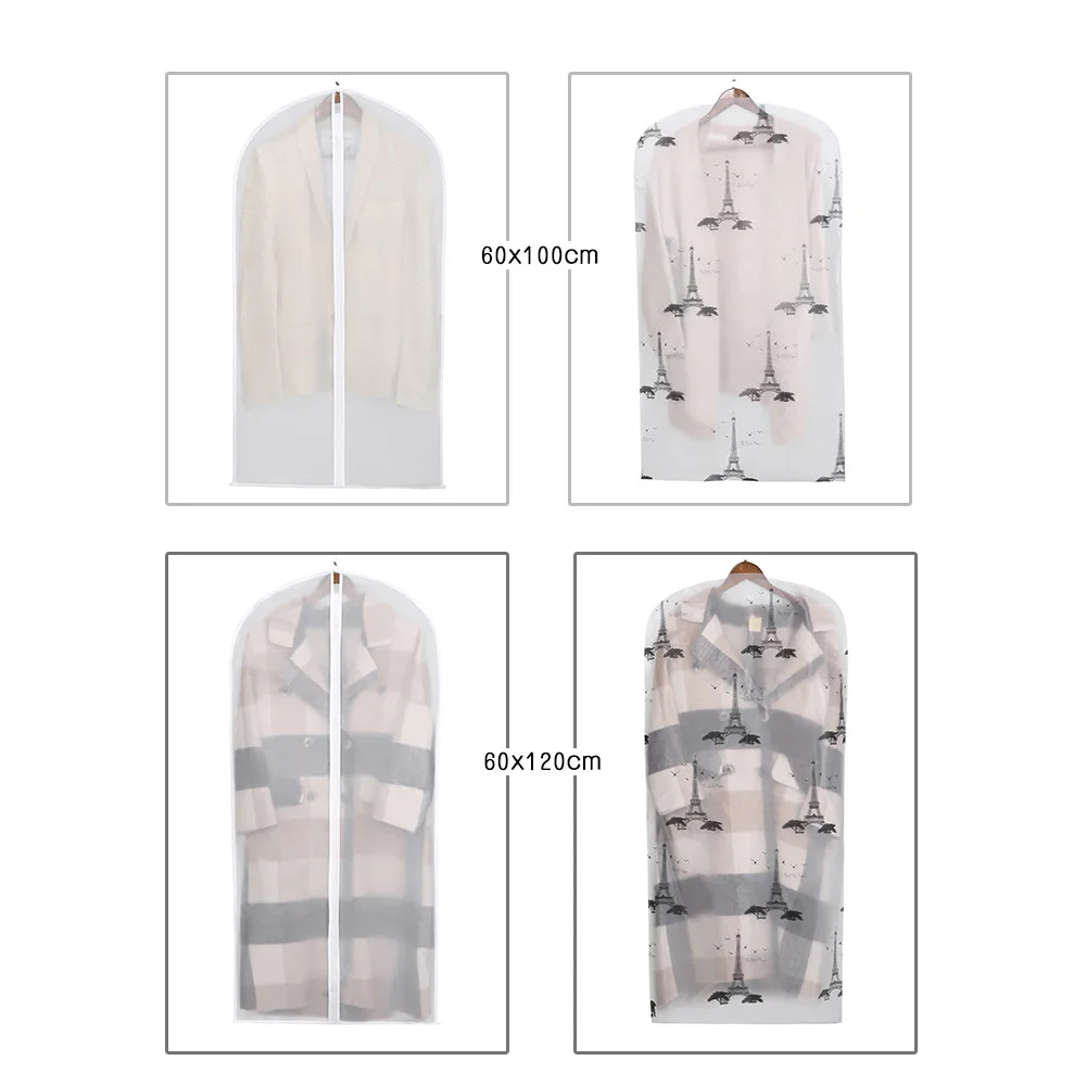 Clothes Dust Cover 2 Pieces Enlarged Thickened Suit Dress Bags Waterproof White Edge Household Hanging Clothes Bag