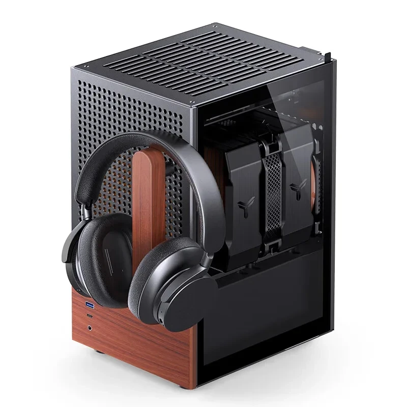 JONSBO T6 ITX Handle Case 3mm Aluminum Alloy Shell Type-C Interface Solid Wood Desktop Mini Chassis Supports 215mm Graphics Card