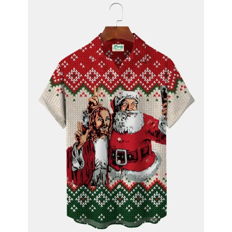 ChristmasShirtForMenShortSleeveShirt3dChristmasHarajukuPrint