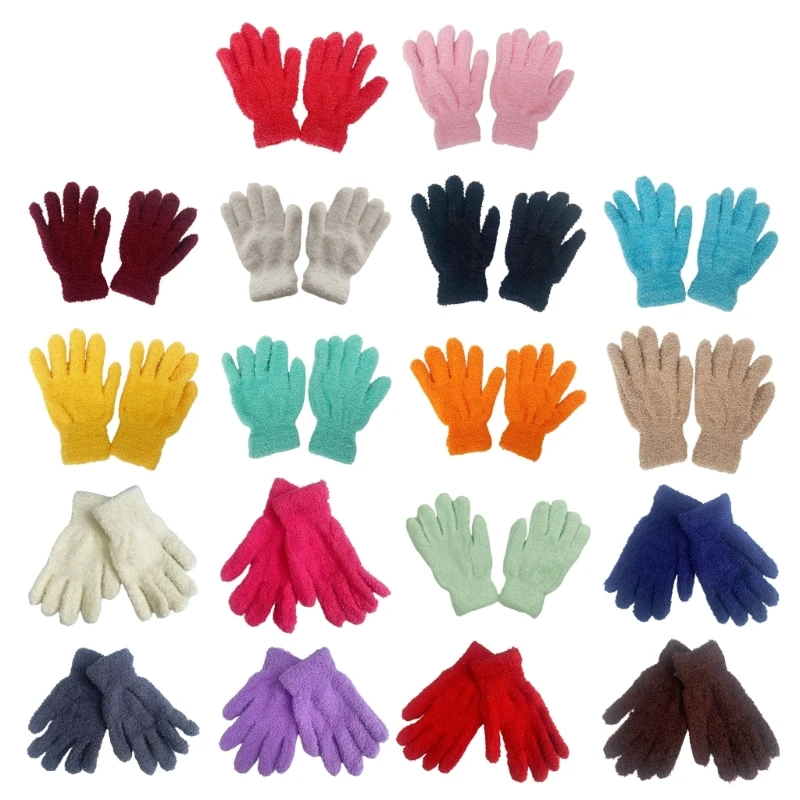 

Coral Gloves Winter Full Finger Mittens Stretchy Touchscreen Solid Color Gloves for Teens Christmas Presents