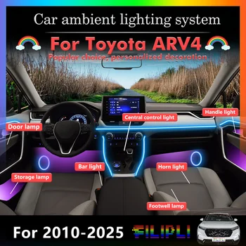Robust recessed interior LED ambient strips for Toyota RAV4, made of acrylic, featuring APP integration and uniform lighting.