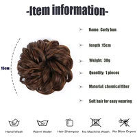 Allaosify Chignon synthétique femme naturel bouclé désordre Chignon postiches Extensions de cheveux rose rouge noir Chignon avec élastique 4