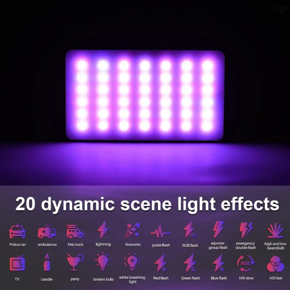 Vlog 촬영용 충전식 사진 램프, 휴대용 RGB 미니 라이브 촬영 액세서리, 필 라이트