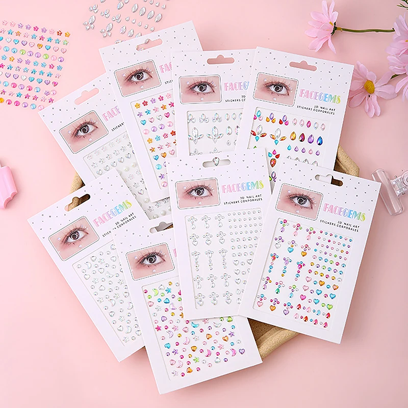 Makeup Diamond Eyes Face Festival DIY Body Crystal Gems Tattoo Adhesive Rhinestone Nail Art Decoration Acrylic Eyeshadow Sticker 3