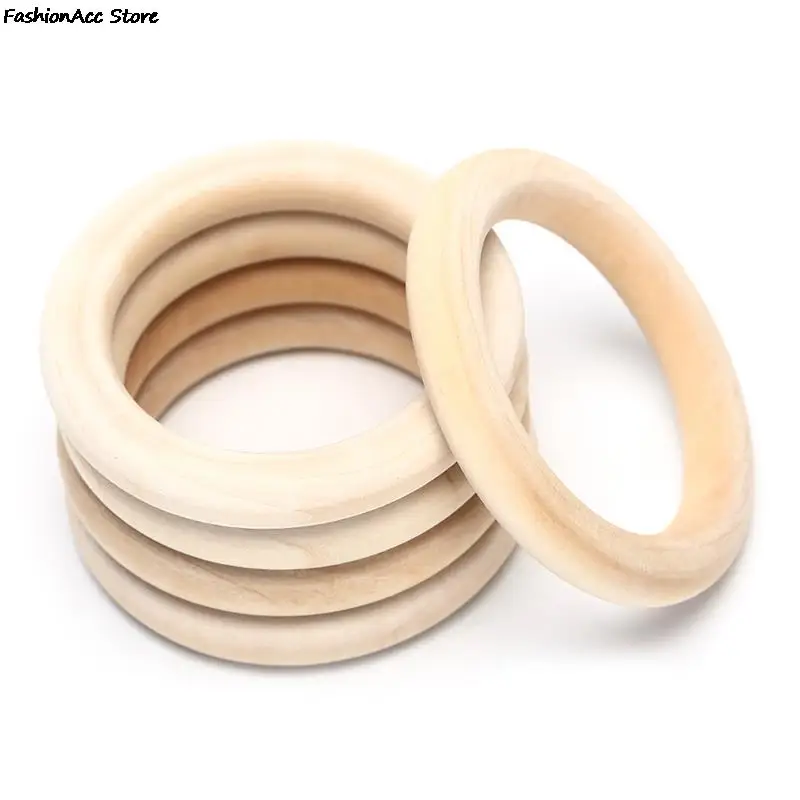 Unfinished Solid Wooden Rings 5/10/20/50pcs 20-70MM for Macrame DIY Crafts Ornaments Jewelry Making
