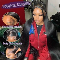 Perruque Lace Front HD Transparente Bling Hair, Cheveux Humains Raides Pré-Pluckés, Brésiliens Remy, 13x4 et 13x6, pour Femmes 3