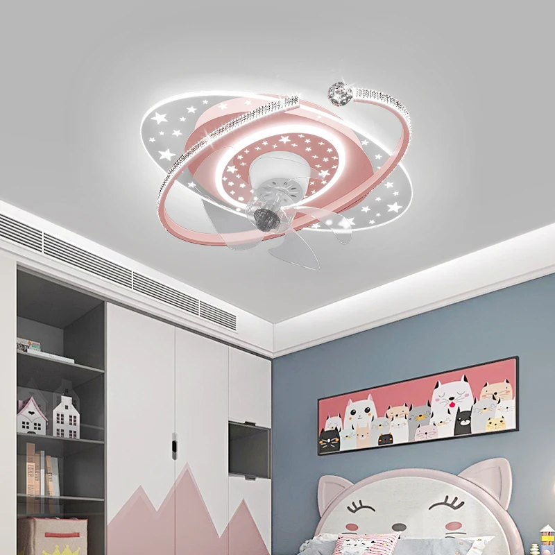 Chandelier shaking head suction ceiling fan light Dining room bedroom study home quiet with fan one 360 degree ceiling fan LED