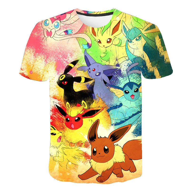 New kid's Summer Short Sleeve Anime pokemon 3D Printing boys girls T-shirt Harajuku Fashion Streetwear Size 4-14T hot sell children's t shirt with animals	