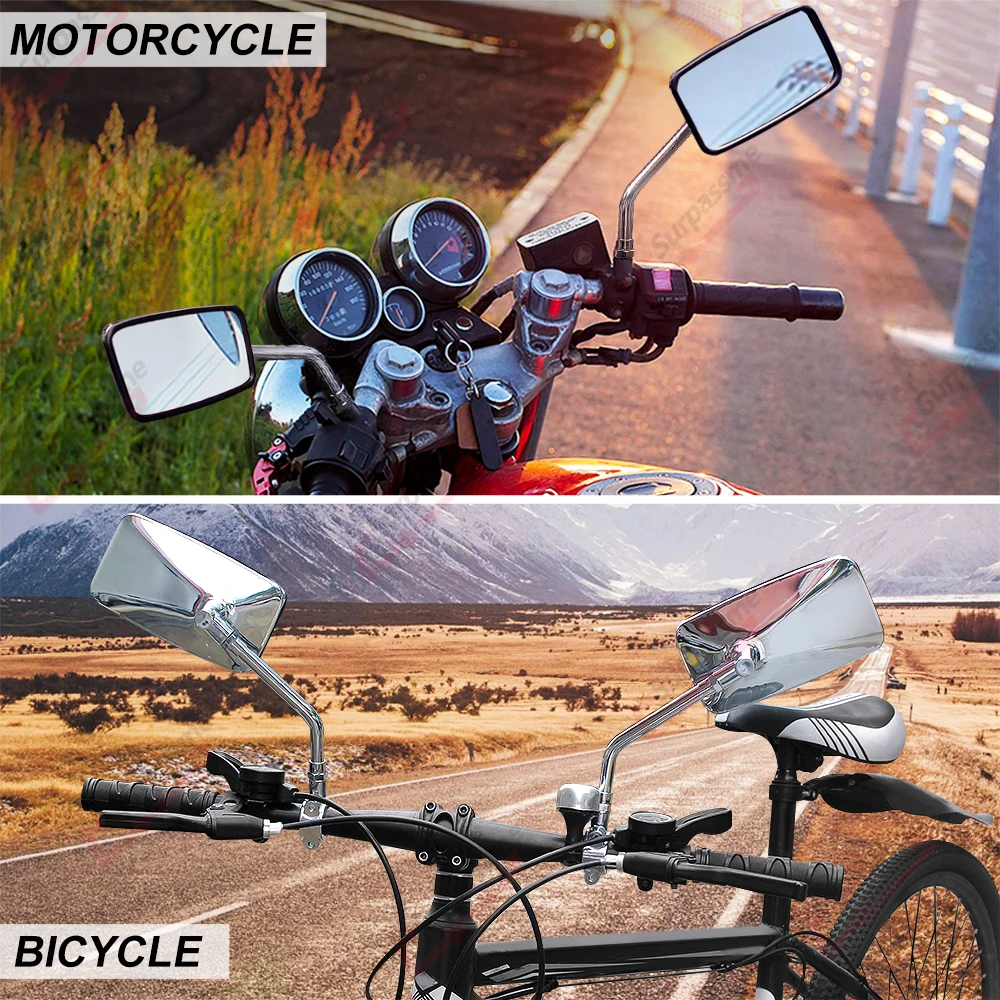 1Pair Motorcycle Rear View Mirrors Universal Adjustable Chrome Handlebar Mirror ATV E-bike Scooter Motorcycle Mirror Accessories Motorcycle Mirror Motorcycle Mirrors