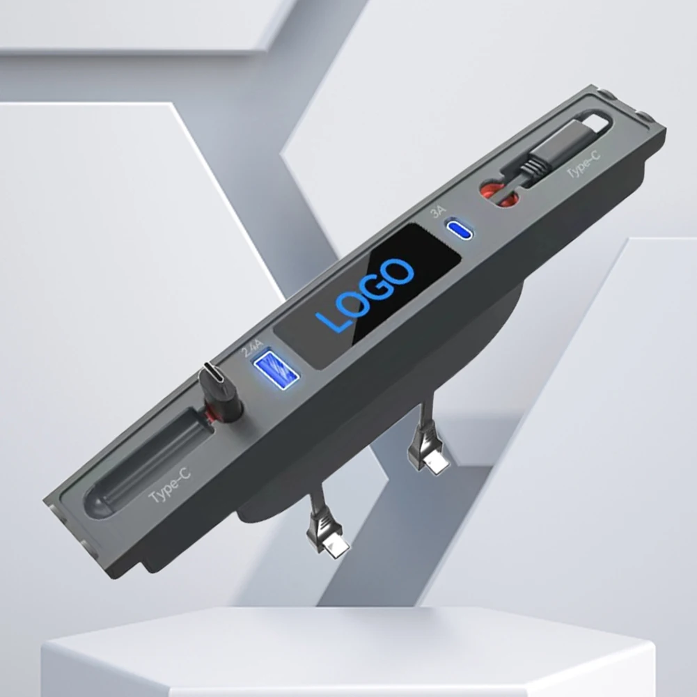 션트 허브 익스텐션 듀얼 USB 도킹 스테이션, 디지털 디스플레이, 플러그 앤 플레이, 테슬라 모델 3 Y용, 27W PD USB 센터 콘솔 어댑터