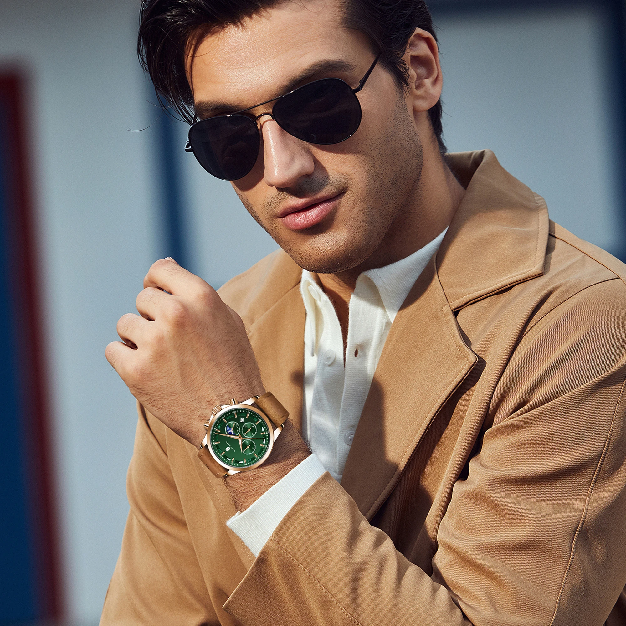 SAPPHERO Men's Business Watches Leather Strap Sports Casual