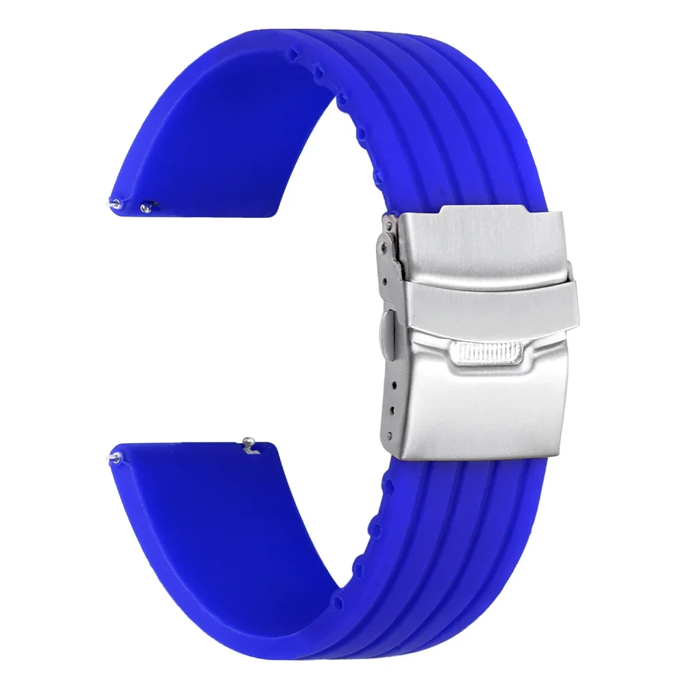 Premium Rubber Silicone Sport Strap - Quick Release Adjustable Watchband Bracelet