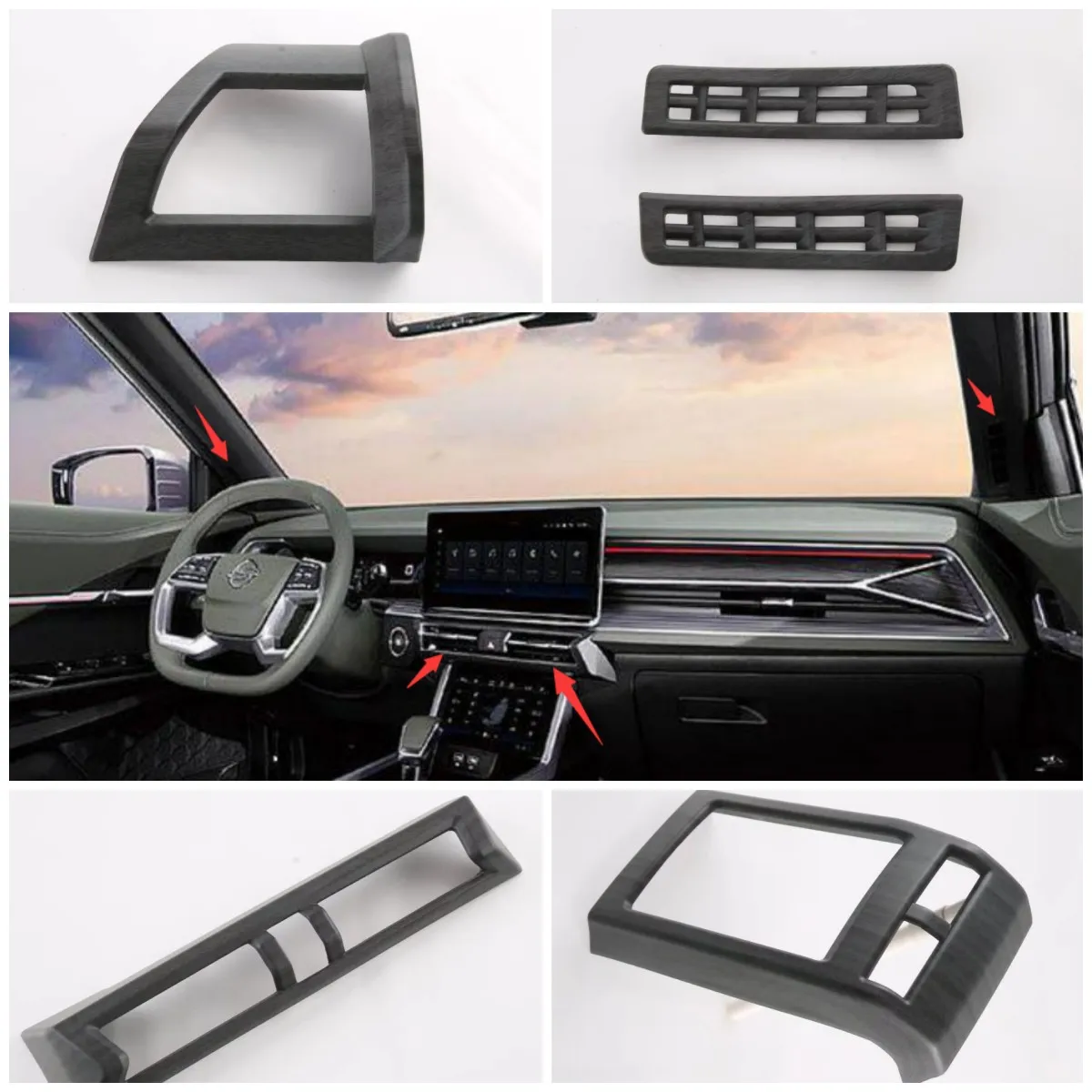 Per Ssangyong Toris 2022 2023 Lhd Accessori Interni Aria Condizionata Presa Ac Vent Frame Cover Trim Wood Grain Look