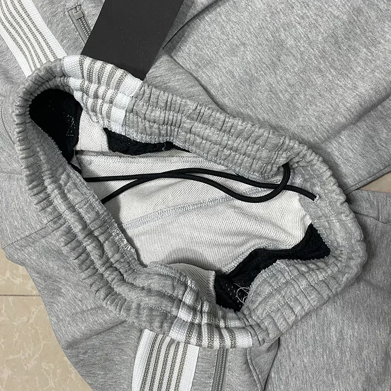 25SS Butterfly Embroidery AWGE Wide Leg Pants Men Women Grey Pure Cotton Oversized Striped Sweatpants 6