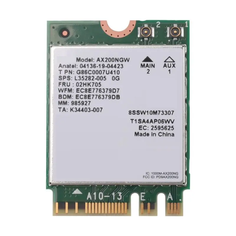 X49A-네트워크 카드 와이파이 카드 AX200 AX200NGW M.2 NGFF 블루투스 5.0 와이파이 6 2.4G/5G 802.11Ac/Ax