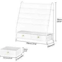 4-Tier Toddler Bookshelf with 2 Fabric Drawers, Metal Kids Bookshelf and Toy Storage,for Kids Room,Living Room,Study Room, White 2