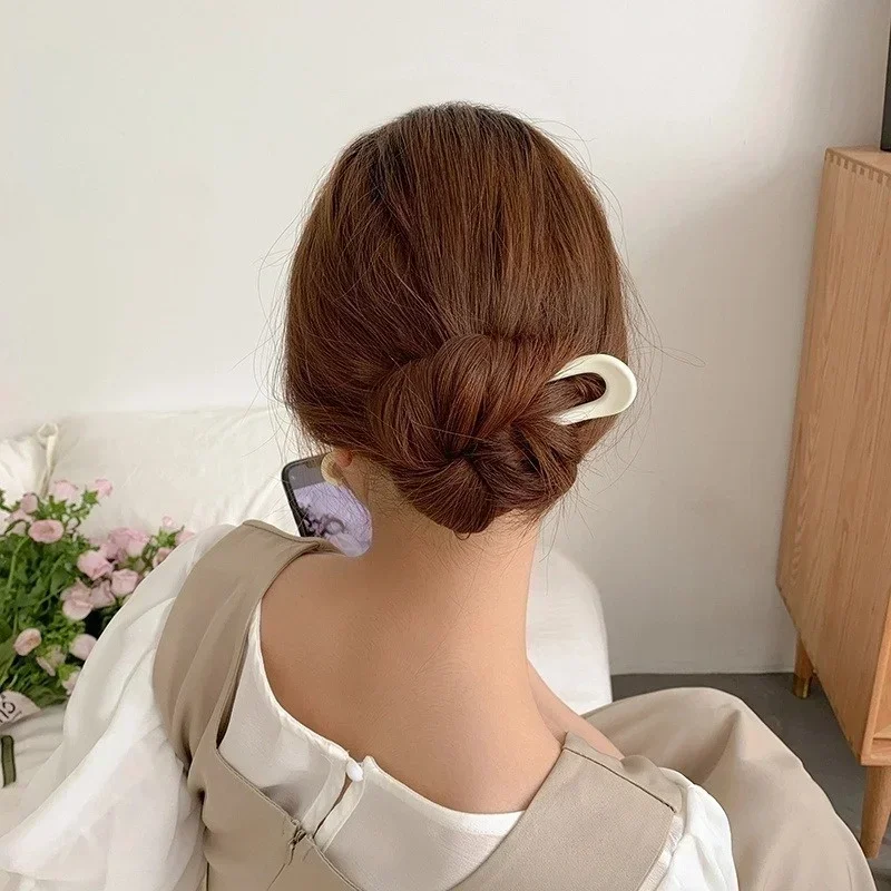 Fashion Candy Color Hair Sticks For Women Shell Hair Clip Pins 1pcs Minimalist U Shape Girls Hairpins Hair Bun Maker Headwear