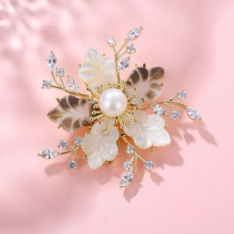 

Женская Брошь с жемчугом ANSHELI, Элегантная Брошь золотого цвета с цирконом, аксессуары для одежды, подарки