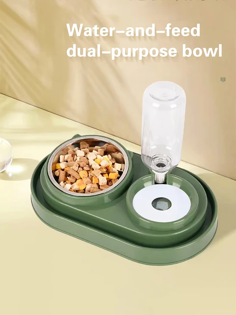 1 spill proof track pet dual-purpose bowl for feeding and drinking, one dual-purpose dog bowl with water bottle, cat bowl 5