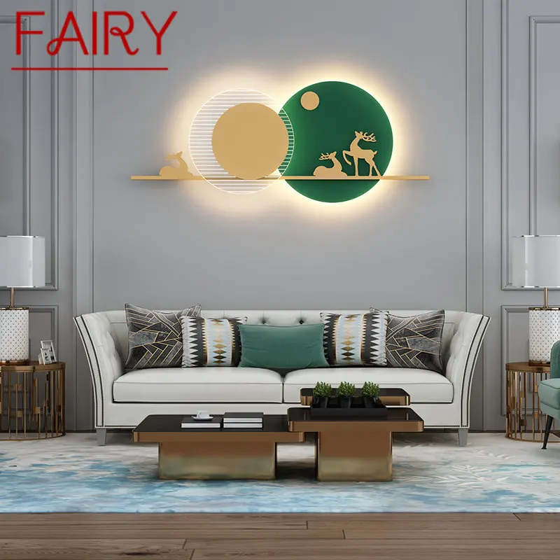 

FAIRY Contemporary Green Wall Picture Lamp LED 3 Colors Creative Deer Landscape Sconce Lighting for Home Living Room Bedroom