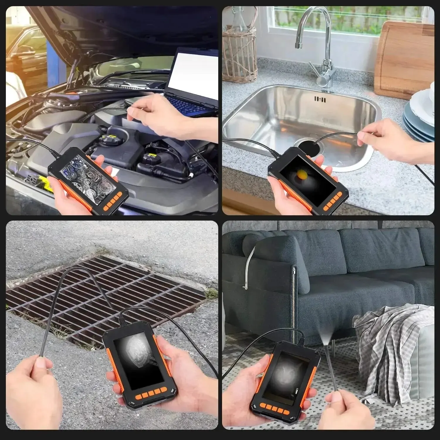 Industrial Endoscope Camera 1080P 4.3 "Single Lens HD1080P Car Inspection Borescope IP68 Waterproof Sewer Camera With HD LED