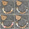 Custom Personalized Name Handmade Beech Pacifier Clips Holder Chain Silicone Crown Bead Nipple Teether Baby Teething Shower Gift