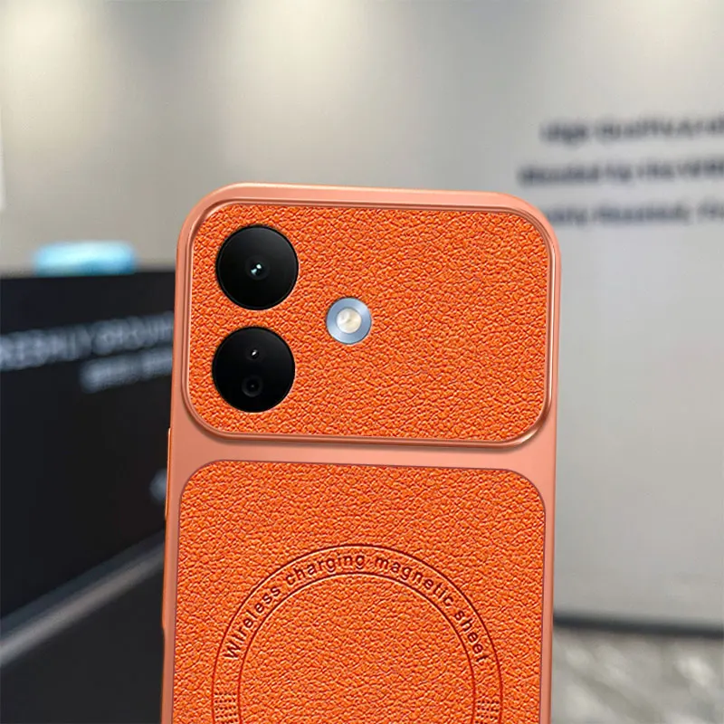 PU Leather Shockproof Magnetic Back Case with TPU Lens Protection