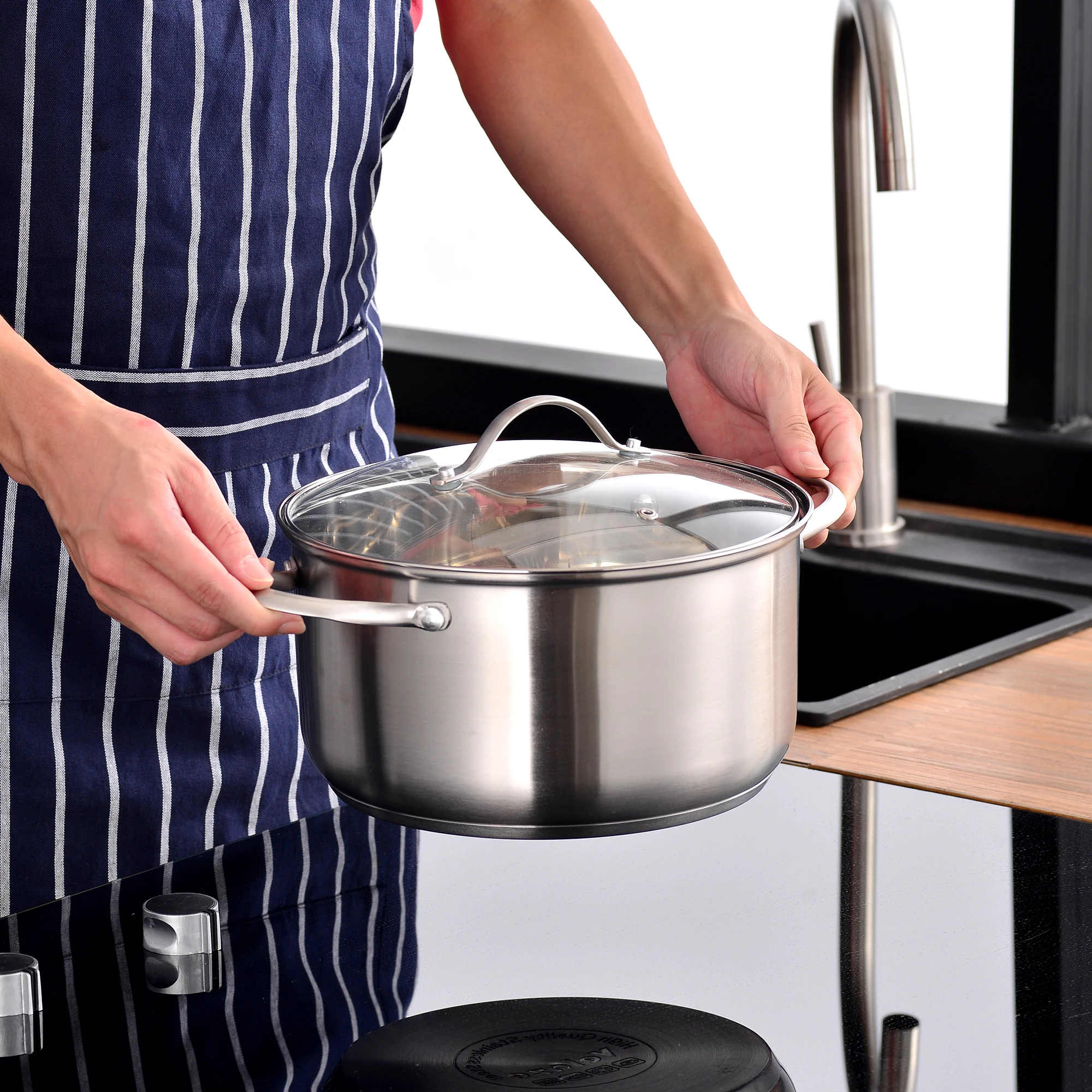 Stainless Steel Cookware Set 8/9/14 Piece Cooking Pot Pan Set Induction Safe Saucepan Casserole with Glass lid Non Stick