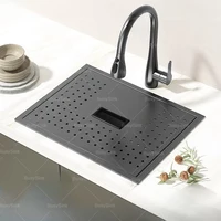 Hidden Bar Sink Stainless Steel Kitchen Sinks Embossed Single Slot with Lid Balcony Garden Coffee Shops Small Washing basin 1