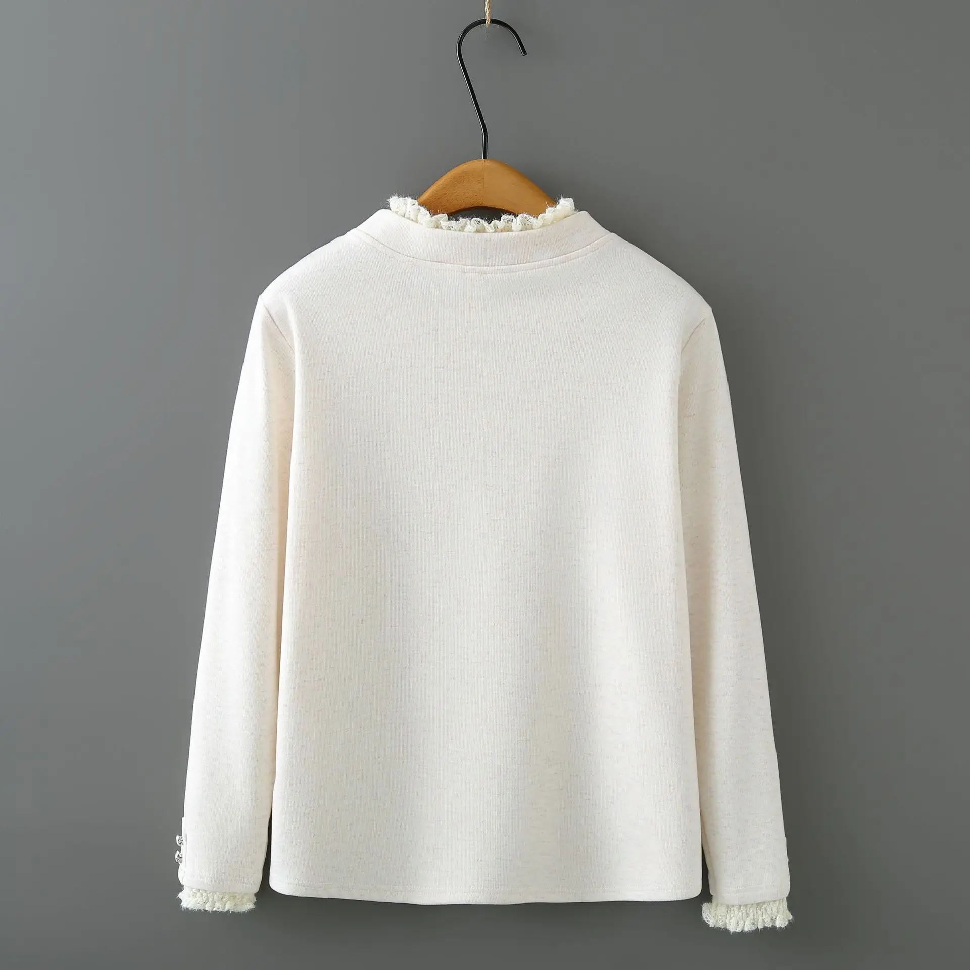 XXXXL Fashion Plus Size Women's T-Shirt New For Autumn And Winter Lace Button Long Sleeved Base Inner Tops 2522