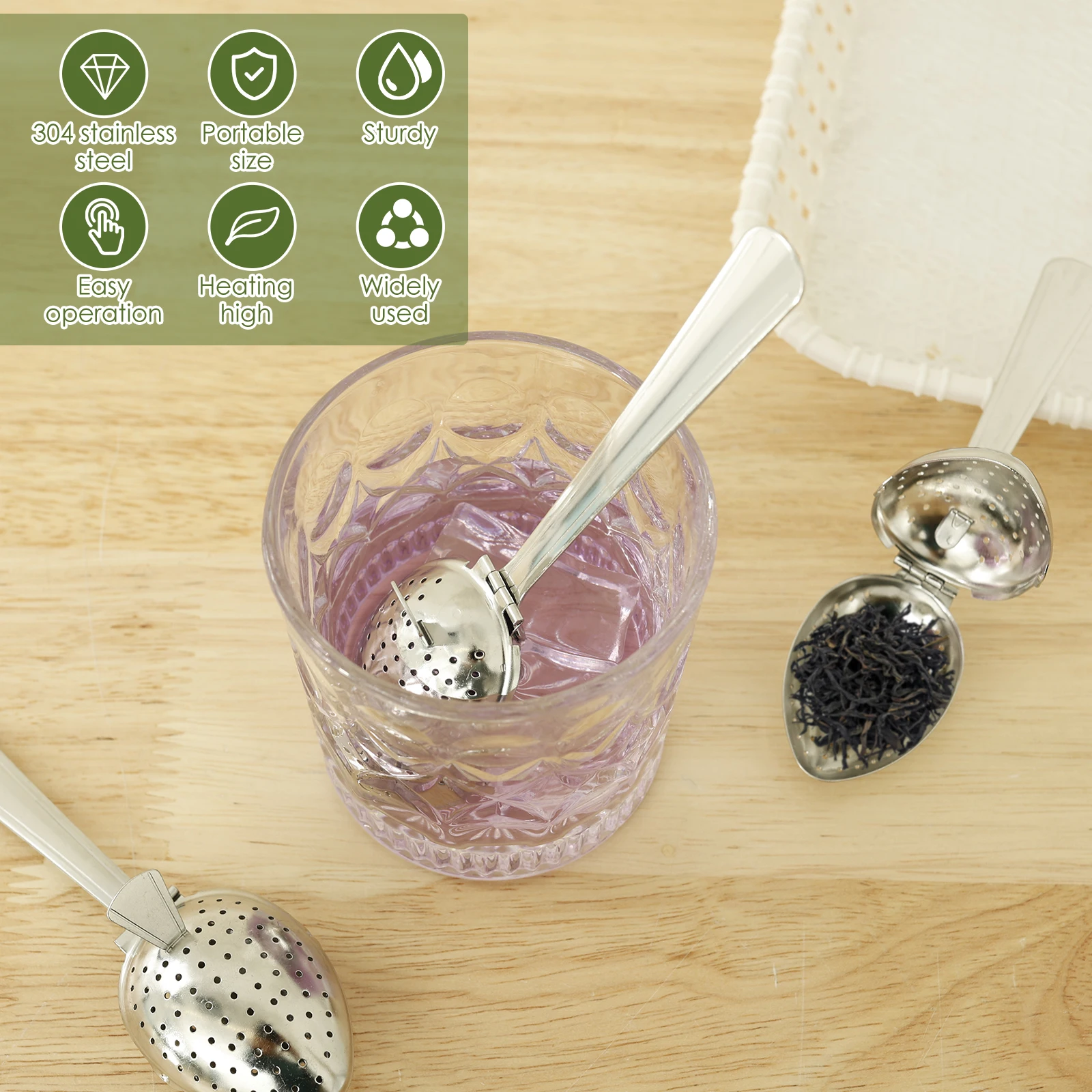 6Pcs Stainless Steel Spoon Tea Infuser Filter Squeeze Leaves Herb Mesh Strainer Tea Infuser In Mesh Tea Ball Filter with Handle