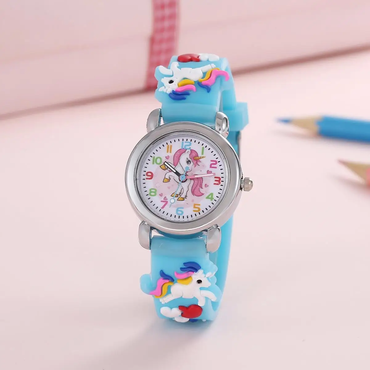 New Fashion Colorful Cartoon Unicorn Student and Children's Watch Quartz Watch Electronic Watch 3