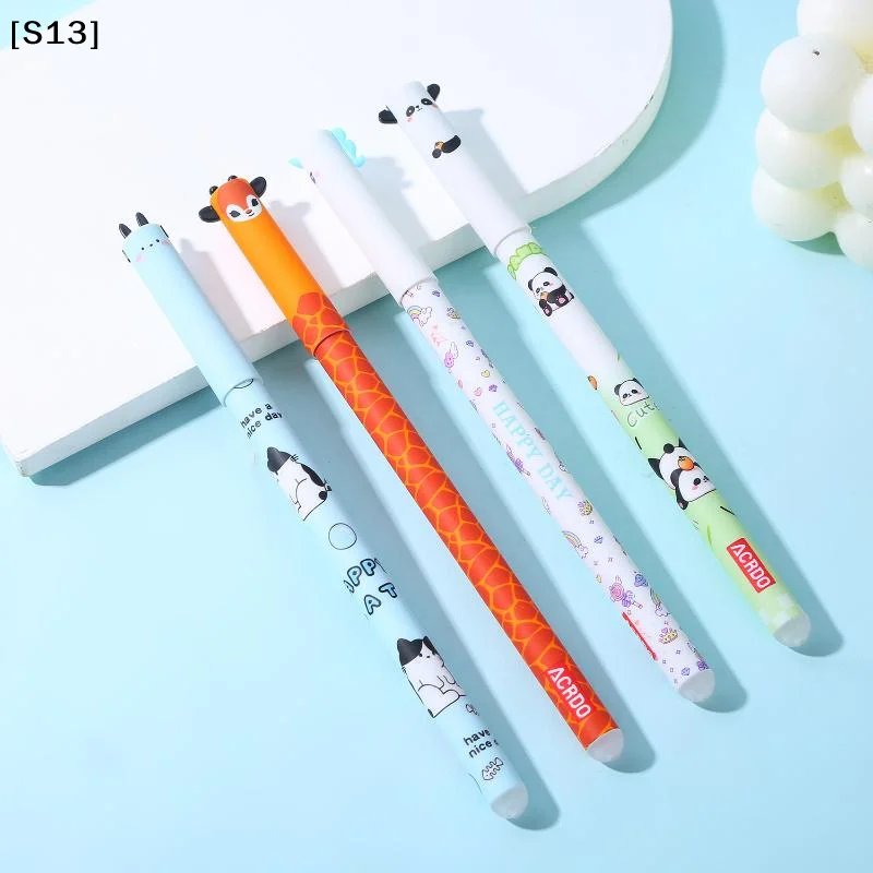6/8/10Pcs Cute Writing Tool Animal-Shaped Erasable Pens For Journaling Writing Office Supplies Gift Ideas Office Stationery[S13] - 5