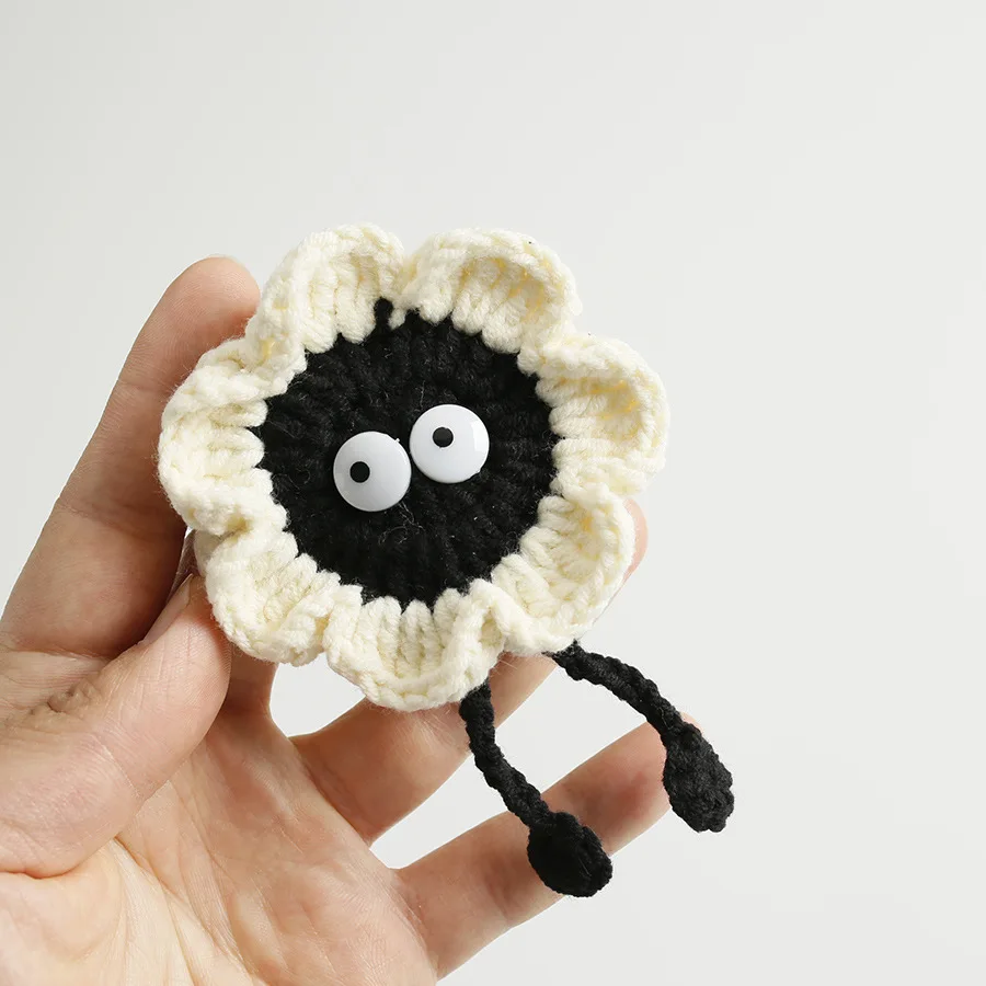 Cute Black Briquettes Doll Crochet Keyrings Creative Coal Ball