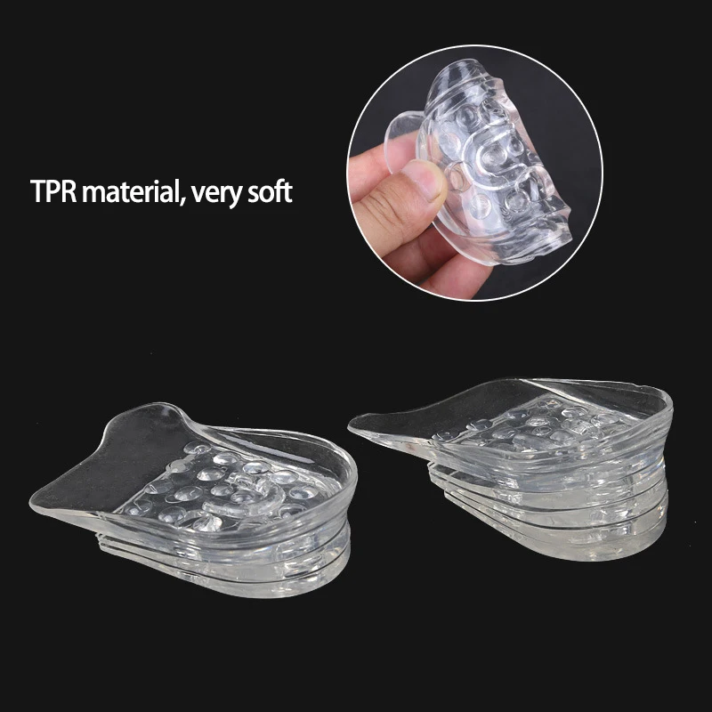 Höhe erhöhen, bequemes, transparentes Fersenkissen, 5-lagig, verstellbare, größere Einlegesohle, Silikongel-Einsätze, Lift-Schuhpolster innen – Detail 11