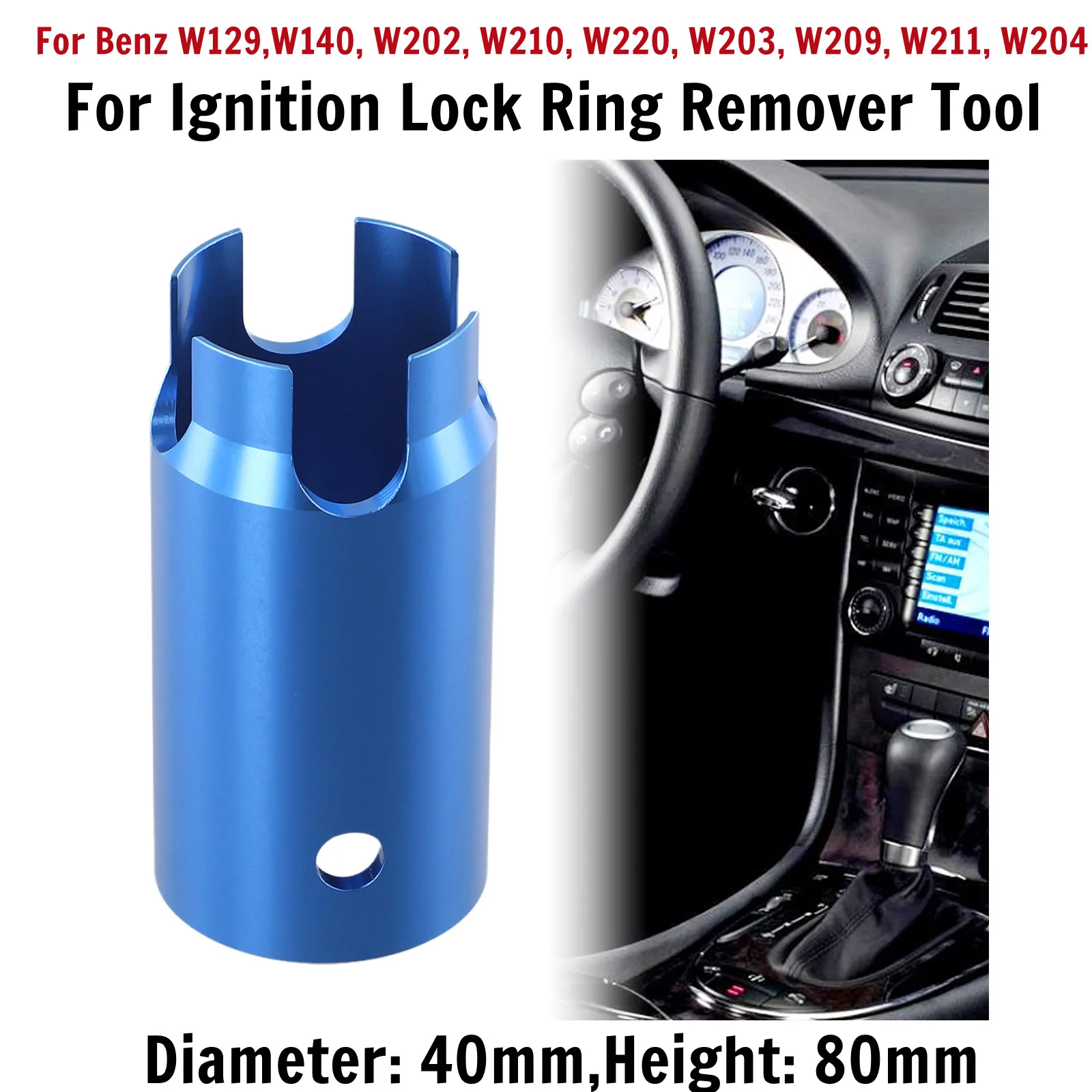 Mercedes Ignition Lock Switch Sleeve Remover Tool For W129, W140, W202, W210, W220 – Manual Drive, Single Piece
