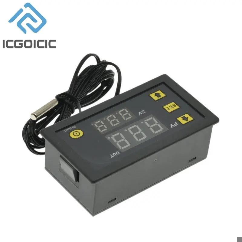 Digital Temperature Control LED Display Thermostat with Heat/Cooling Function, 20A Capacity, AC/DC Versatility