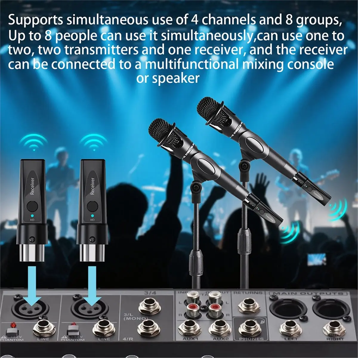 A23G XLR 무선 마이크 송신기 수신기 2.4Ghz 마이크 무선 시스템 충전식 무선 마이크 오디오 어댑터 B
