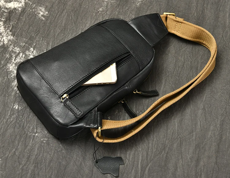 LUOKIR Herren-Umhängetasche aus echtem Leder, kleiner Umhängetasche aus Rindsleder für Damen, großes Fassungsvermögen von Oilskin Bolsos Para Hombre. – Detail 6